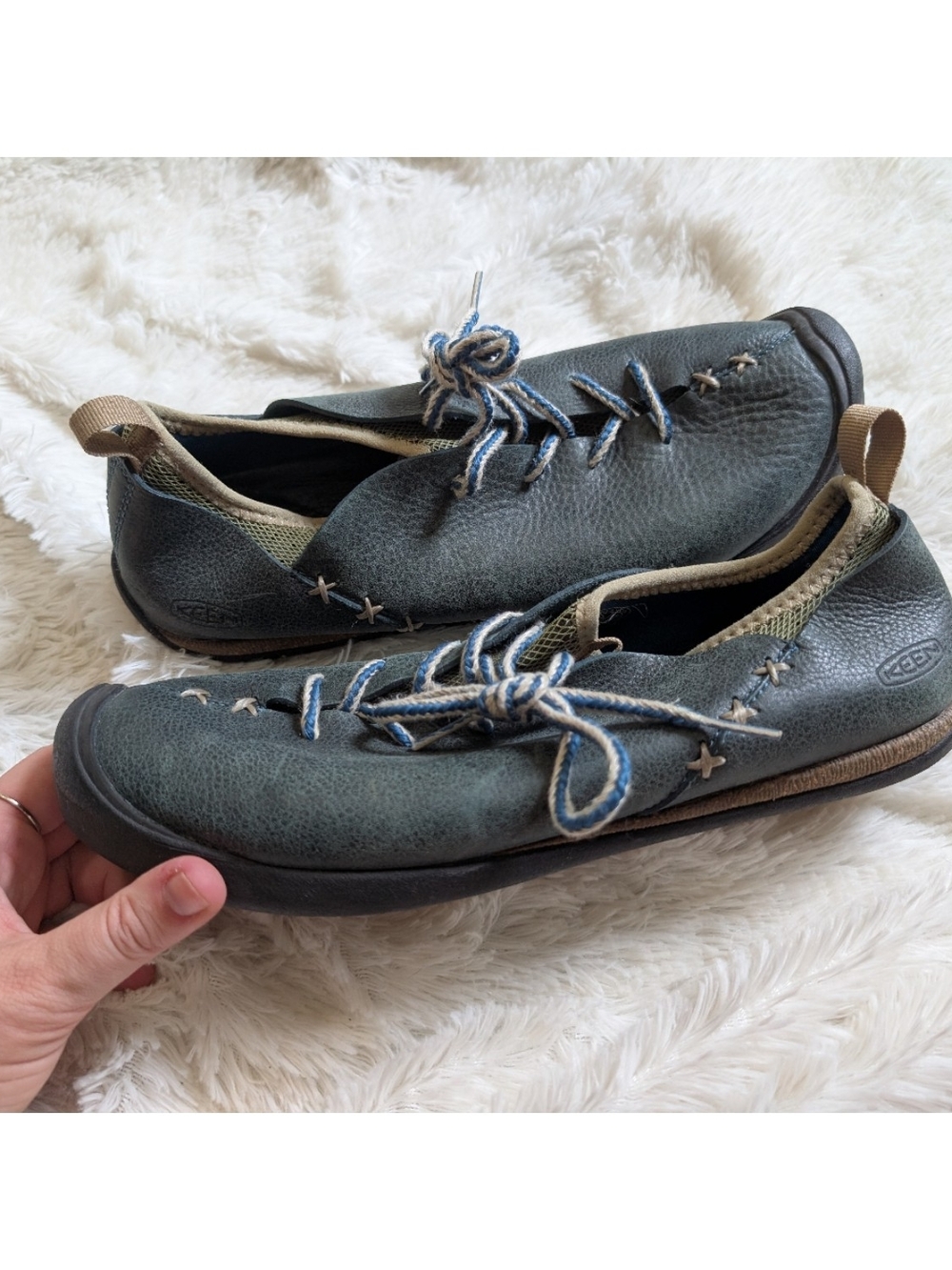 KEEN Teal Leather Outdoor Hiking Mesh Lined Lace Up Shoes Women's Size 10 - Picture 2 of 8